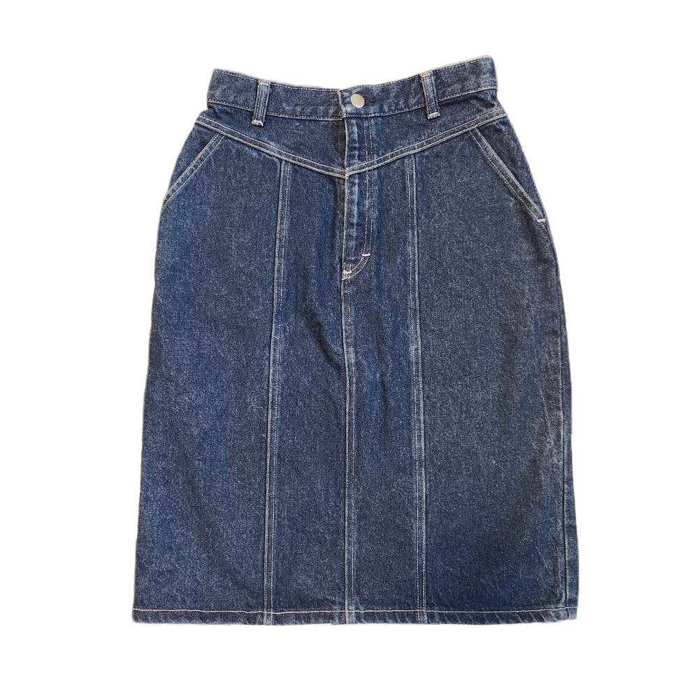 Cheryl Tiegs Vintage 80s Knee Length Denim Skirt Missy size 10